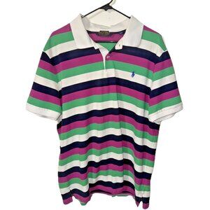 Polo Golf Ralph Lauren Striped Green Pink Navy Shirt Size XXL